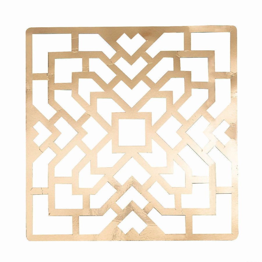 Party Plates * | Brand New Gold Laser-Cut Square Chargers 24 Ct.