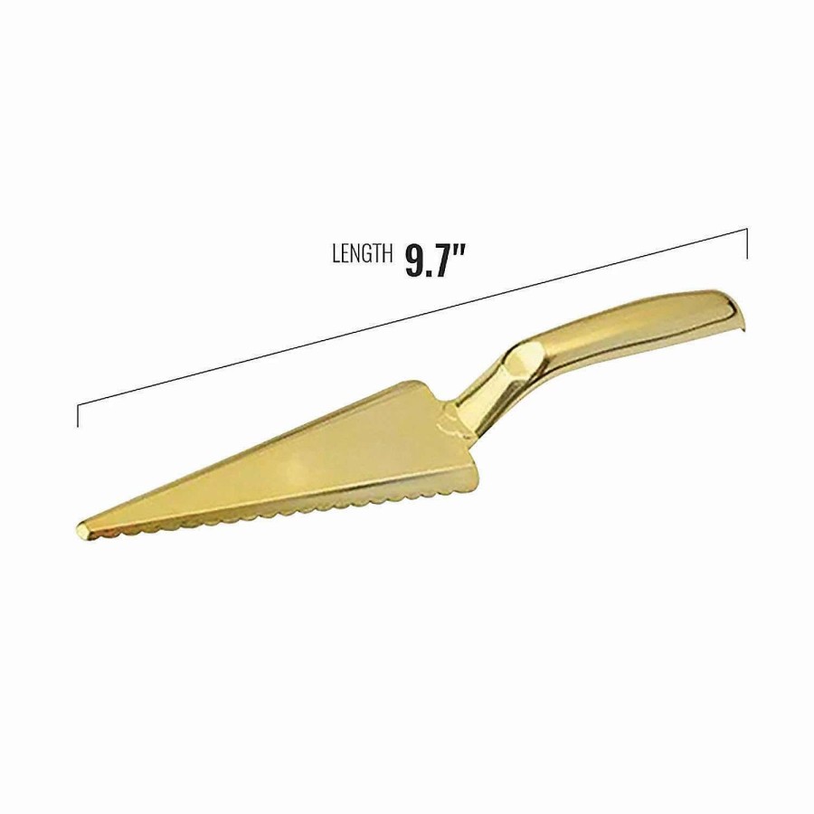 Serveware * | Brand New Shiny Gold Disposable Plastic Cake Cutter/Lifter (50 Cake Cutters)