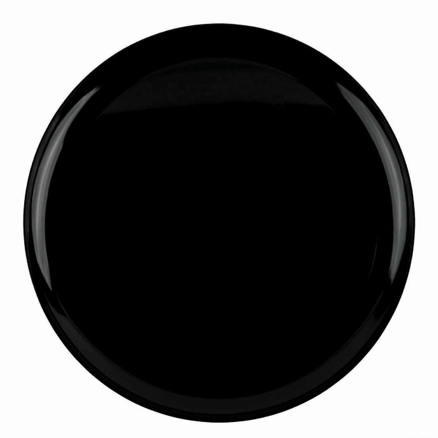 Party Plates * | Promo 10 Black Flat Round Disposable Plastic Dinner Plates (120 Plates)