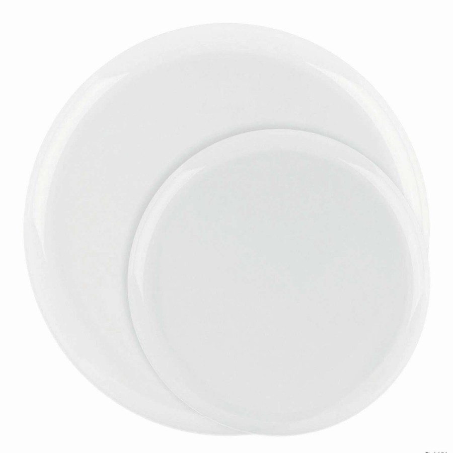 Party Plates * | Outlet Clear Flat Round Disposable Plastic Dinnerware Value Set (120 Dinner Plates + 120 Salad Plates)