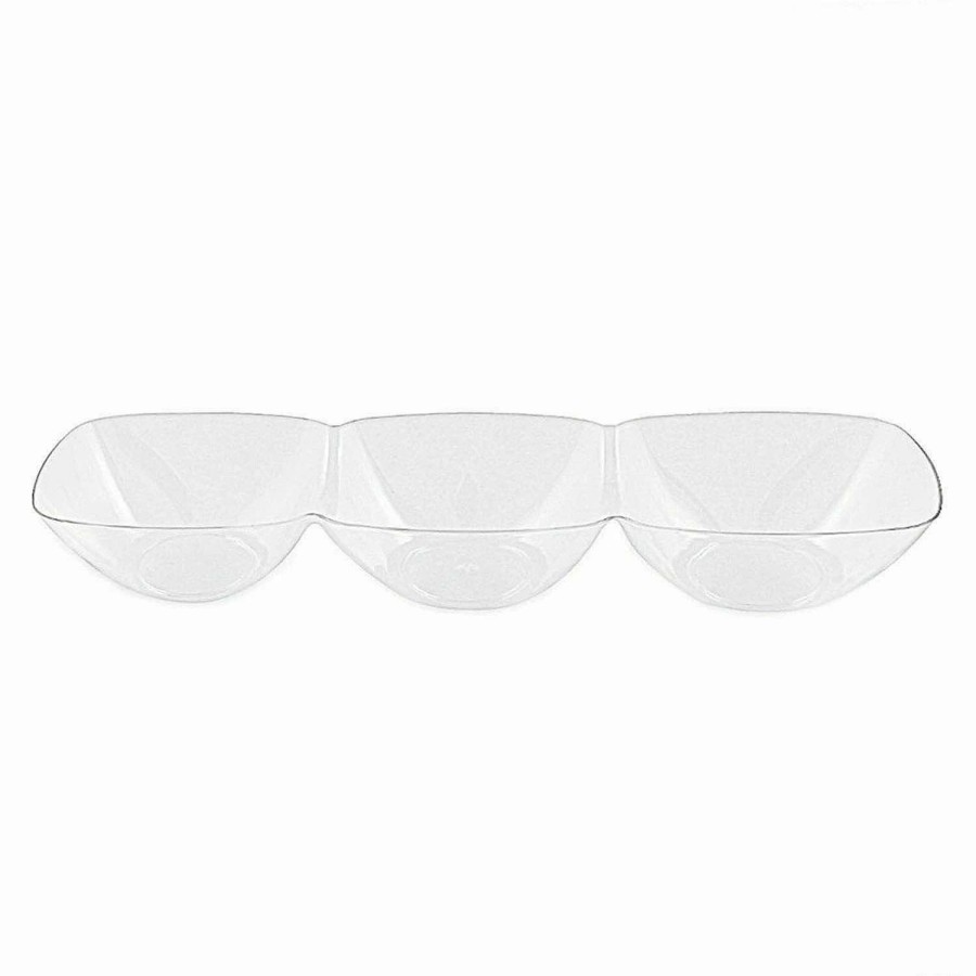 Bowls * | Best Deal Premium Clear Rectangular 3-Hole Mini Plastic Bowls (240 Bowls)