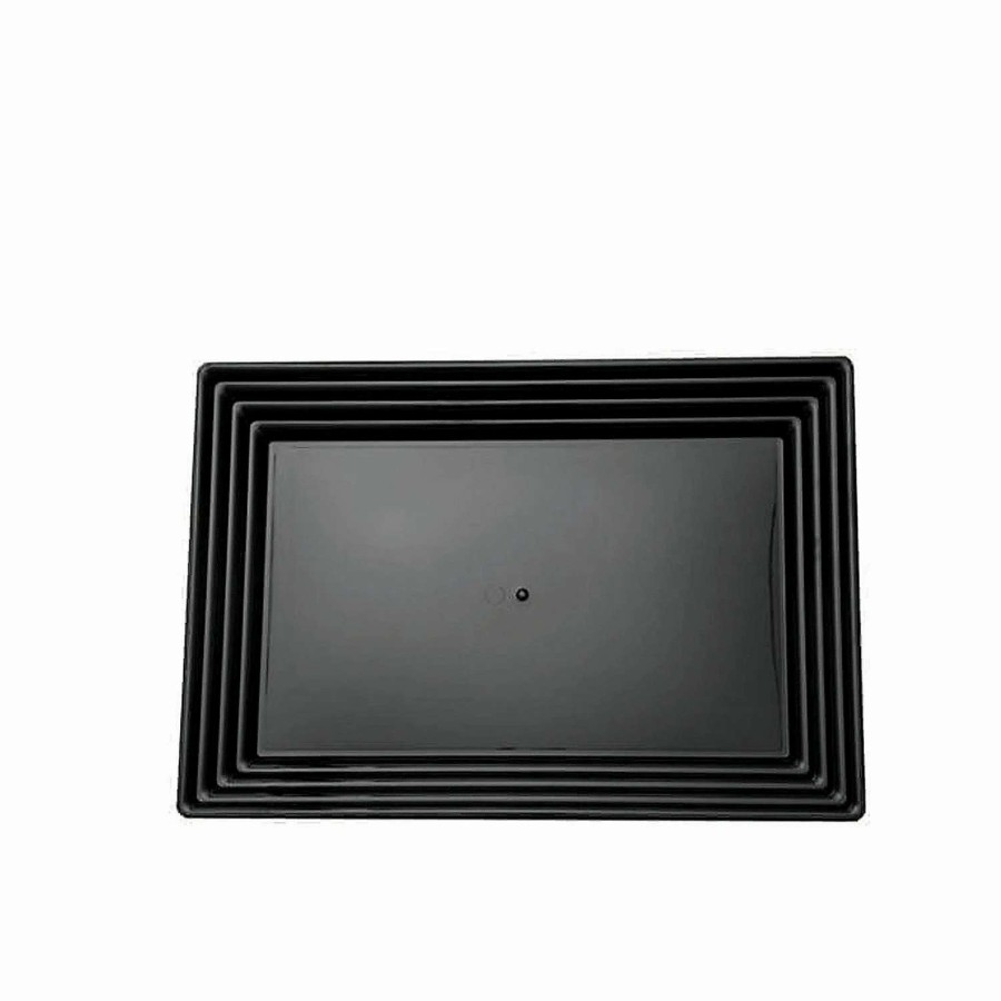 Serveware * | Buy 9 X 13 Black Rectangular With Groove Rim Plastic Serving Trays (15 Trays)