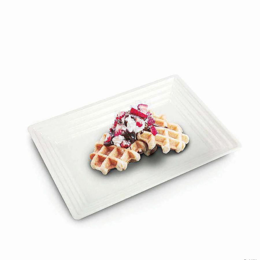 Serveware * | Top 10 9 X 13 White Rectangular With Groove Rim Plastic Serving Trays (15 Trays)