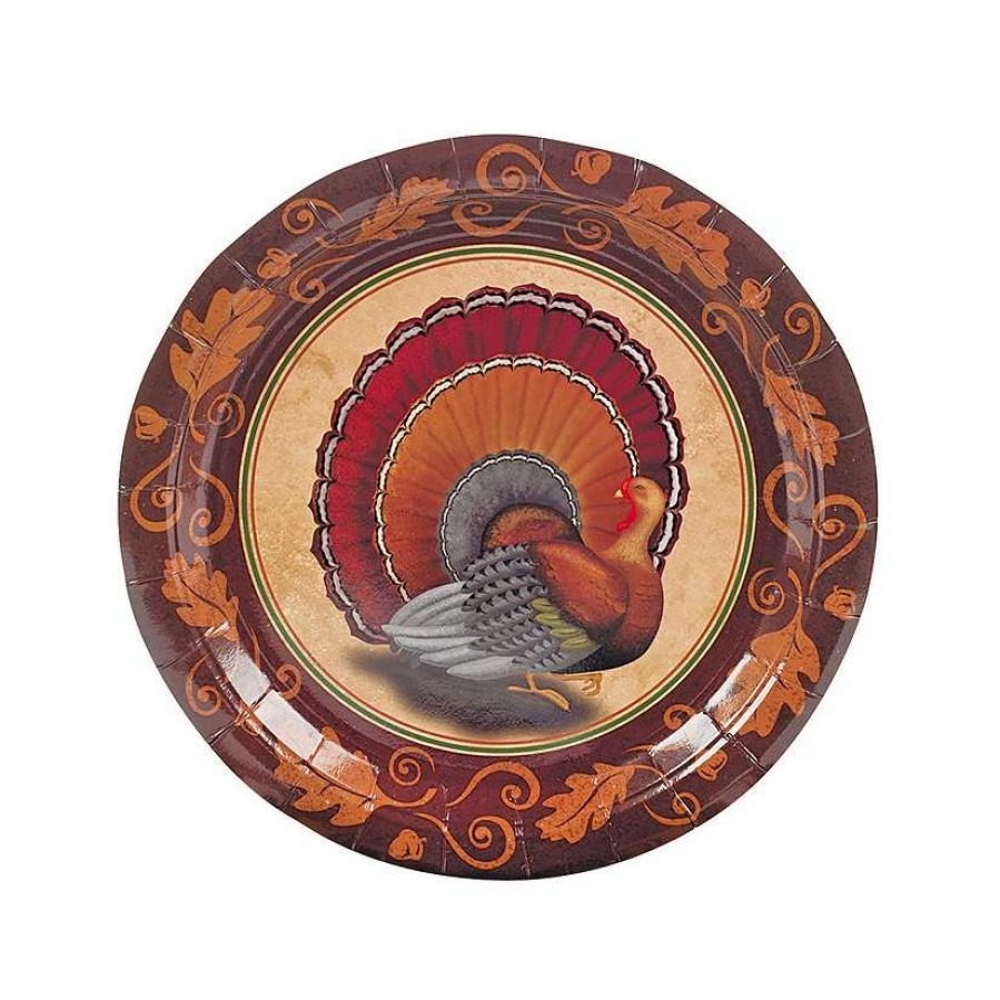 Party Plates * | Hot Sale Thanksgiving Turkey Paper Dinner Plates 8 Ct.