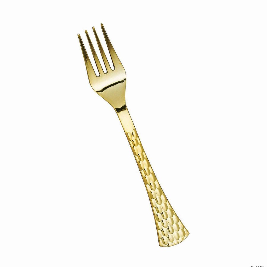 Cutlery * | Promo Shiny Gold Glamour Cutlery Disposable Plastic Forks (168 Forks)