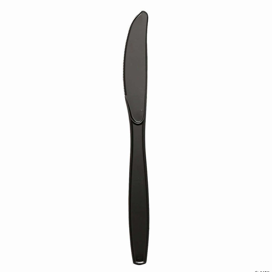 Cutlery * | New Black Plastic Disposable Knives (600 Knives)