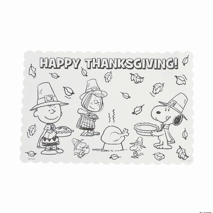 Table Covers * | Best Pirce Peanuts Color Your Own Thanksgiving Placemats 12 Pc.