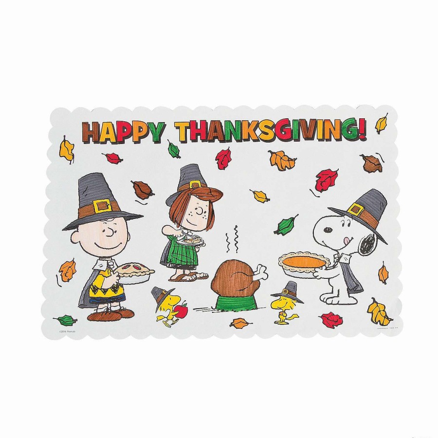 Table Covers * | Best Pirce Peanuts Color Your Own Thanksgiving Placemats 12 Pc.