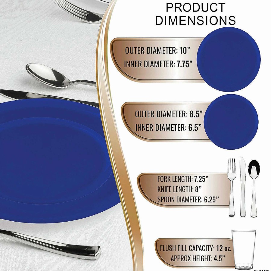 Table Covers * | Cheapest Light Blue Flat Round Disposable Plastic Dinnerware Value Set (60 Settings)