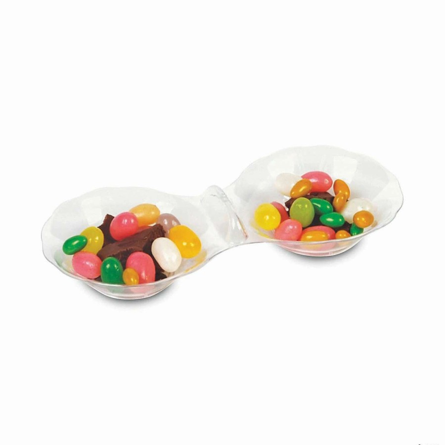 Bowls * | Flash Sale Clear Round 2-Hole Mini Plastic Candy Bowls (144 Bowls)