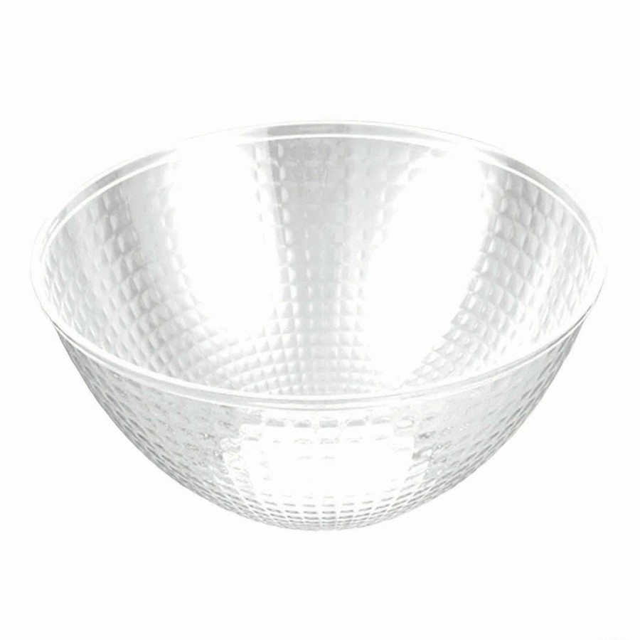 Bowls * | Cheapest 96 Oz. White Diamond Design Round Disposable Plastic Bowls (22 Bowls)