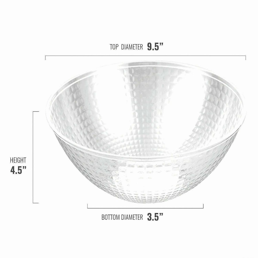 Bowls * | Cheapest 96 Oz. White Diamond Design Round Disposable Plastic Bowls (22 Bowls)