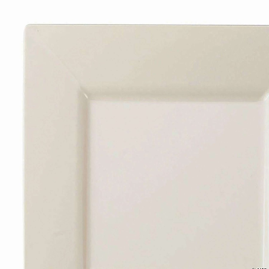 Party Plates * | Budget 9.5 Ivory Square Plastic Dinner Plates (40 Plates)