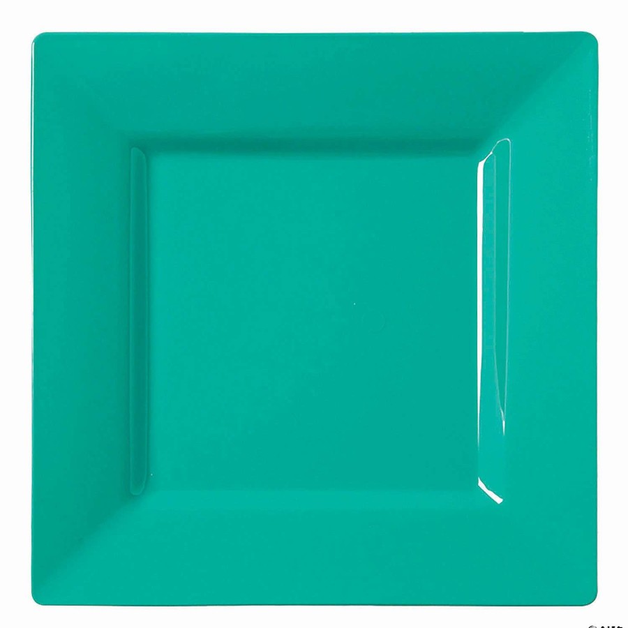 Party Plates * | Top 10 6.5 Sea Aqua Square Plastic Cake Plates (80 Plates)