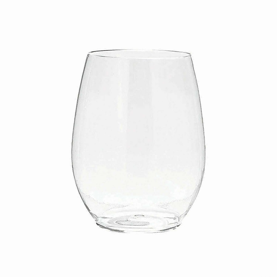 Drinkware * | Coupon 16 Oz. Clear Elegant Stemless Disposable Plastic Wine Glasses (32 Glasses)