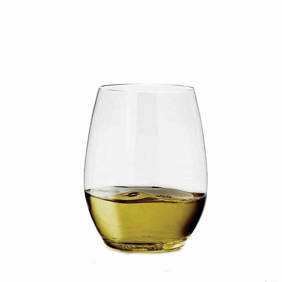 Drinkware * | Coupon 16 Oz. Clear Elegant Stemless Disposable Plastic Wine Glasses (32 Glasses)