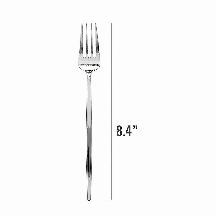 Cutlery * | Discount Shiny Silver Moderno Disposable Plastic Dinner Forks (140 Forks)