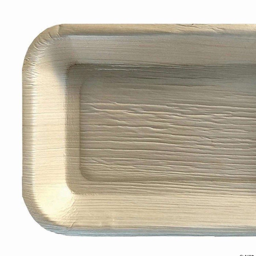 Serveware * | Outlet 9 X 6 Rectangular Natural Palm Leaf Eco-Friendly Disposable Trays (25 Trays)