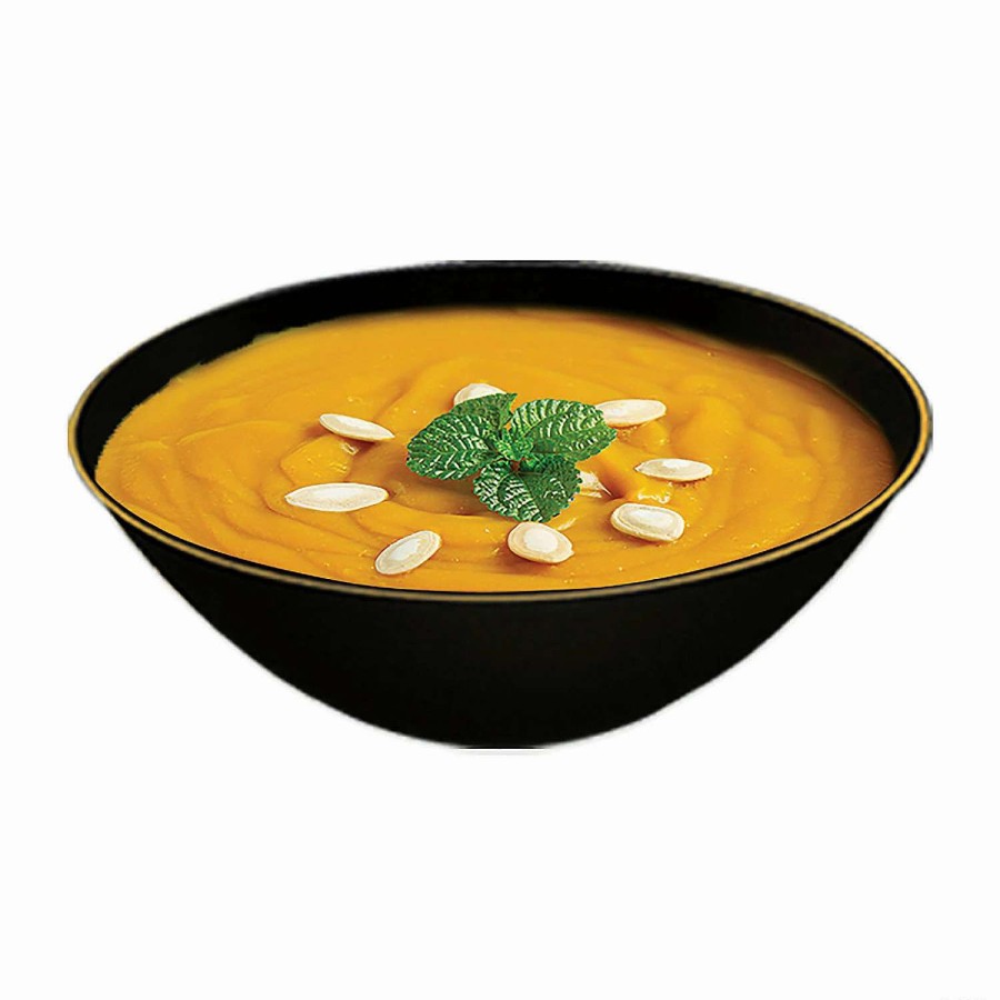 Bowls * | Discount 16 Oz. Black With Gold Rim Organic Round Disposable Plastic Soup Bowls (60 Bowls)