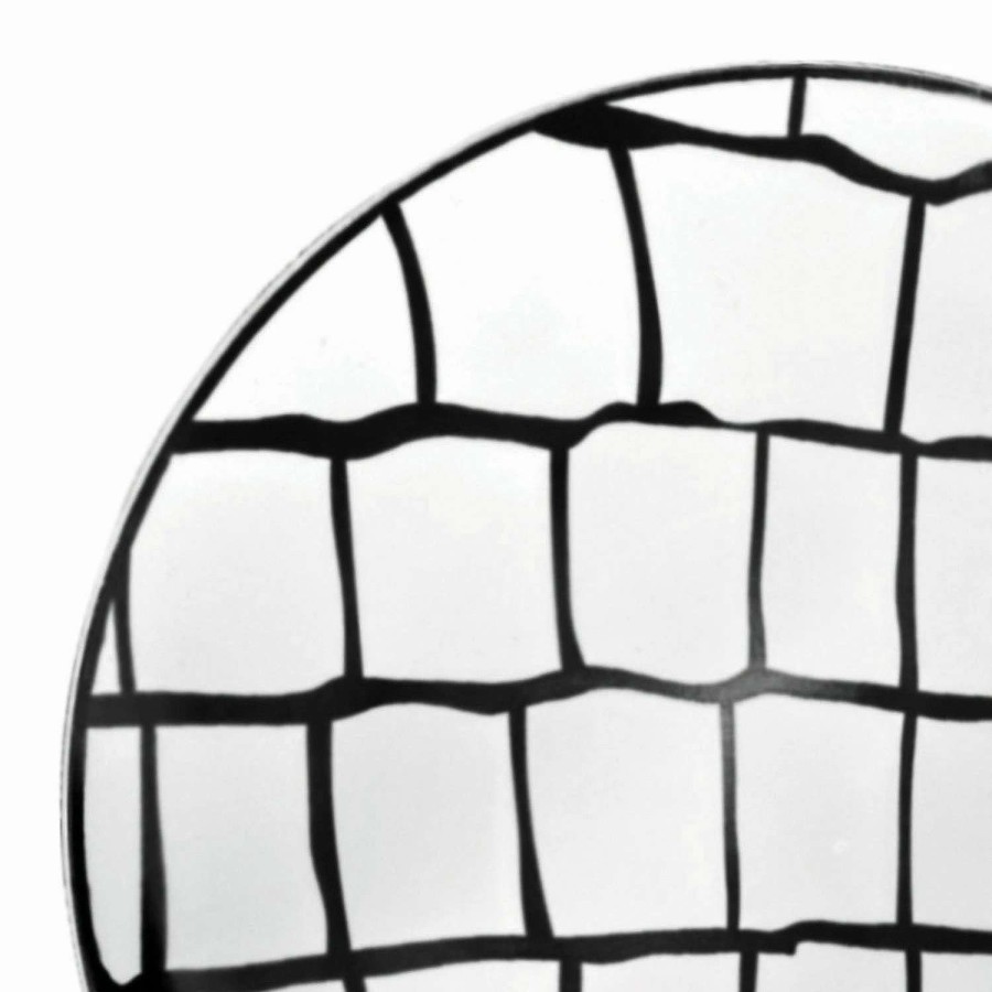 Party Plates * | Best Pirce 10.25 White With Black Scales Pattern Round Disposable Plastic Dinner Plates (40 Plates)