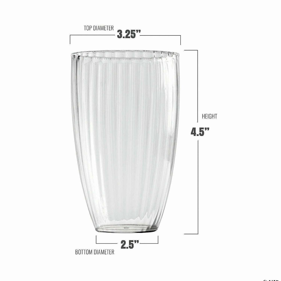 Drinkware * | Top 10 16 Oz. Clear Stripe Round Disposable Plastic Tumblers (48 Tumblers)