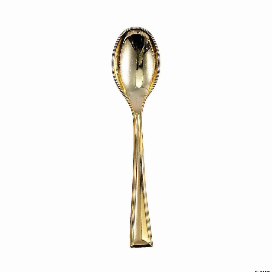 Cutlery * | Buy Shiny Metallic Gold Mini Plastic Disposable Tasting Spoons (240 Spoons)