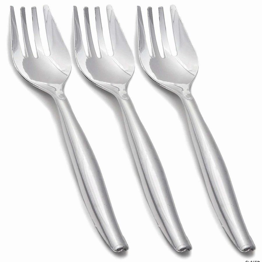 Serveware * | Best Reviews Of Silver Disposable Plastic Serving Forks (85 Forks)