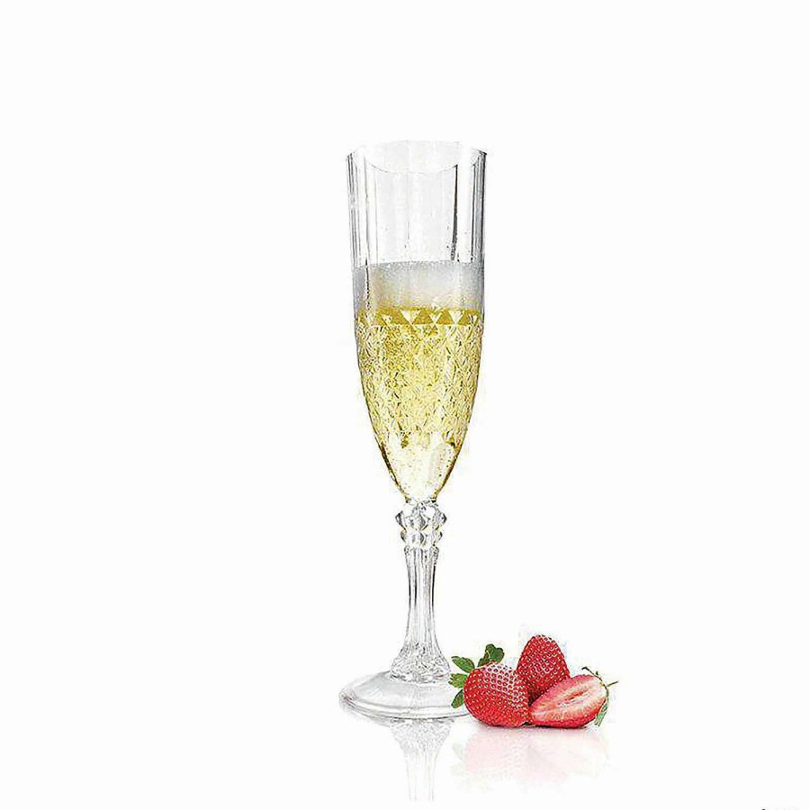 Drinkware * | Best Reviews Of 8 Oz. Crystal Cut Plastic Champagne Flutes (48 Glasses)