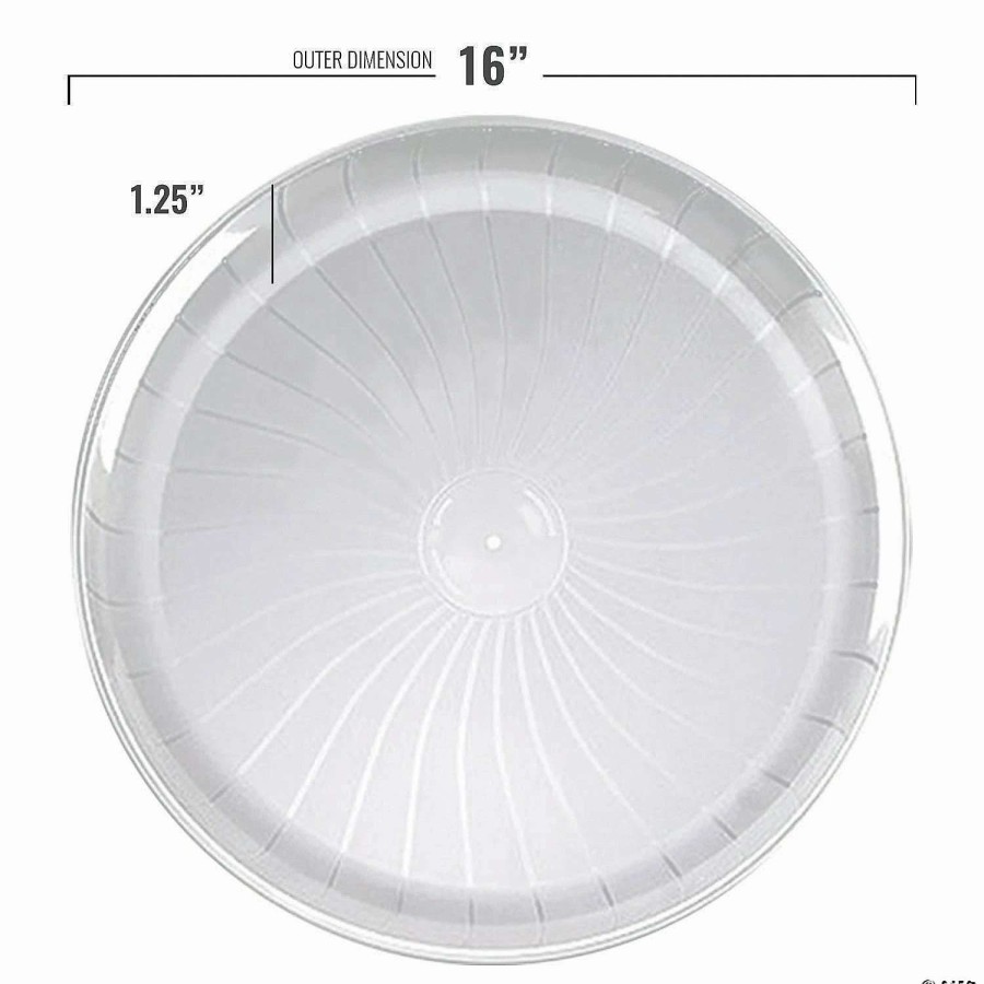 Serveware * | Brand New 14 Clear Pavilion Round Disposable Plastic Trays (16 Trays)