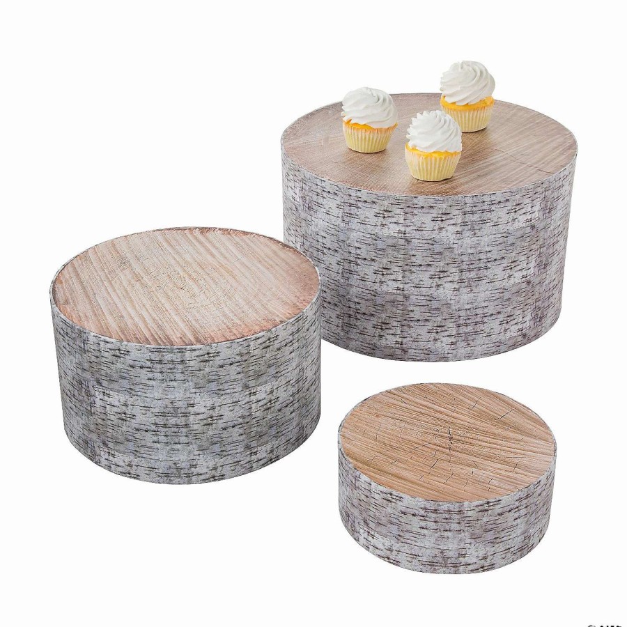 Cake Decorating Supplies * | Buy Woodland Party Tree Stump Treat Stands 3 Pc.