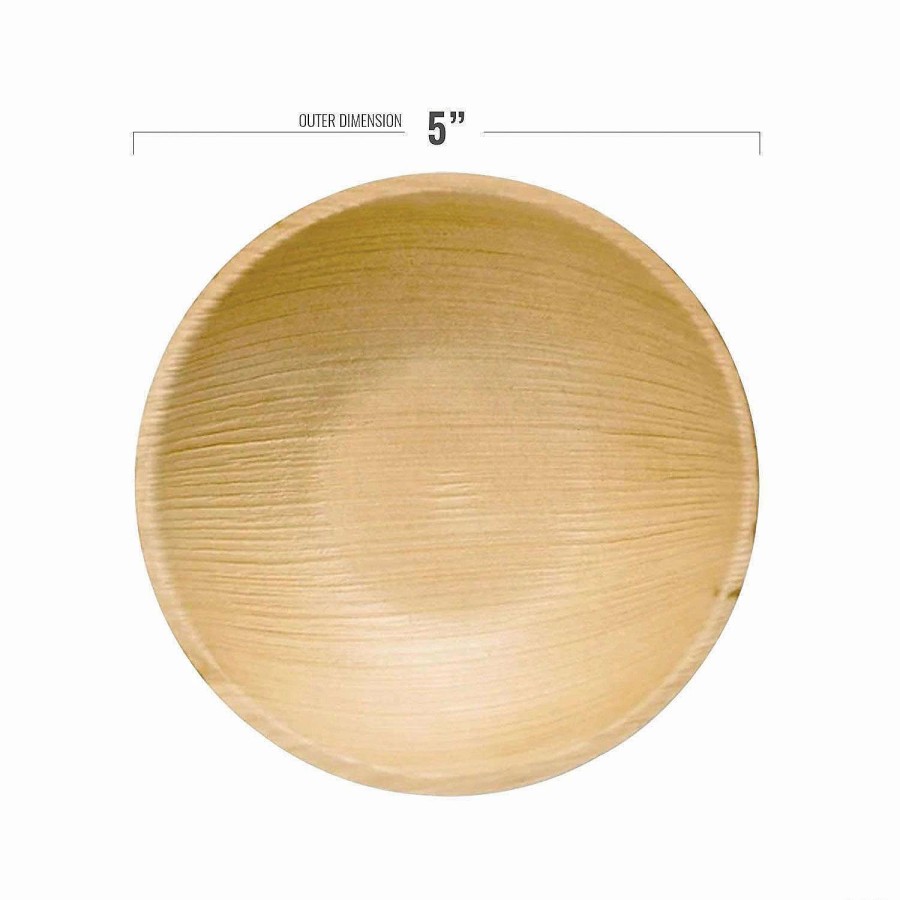 Bowls * | Brand New Kaya Collection 5 Round Palm Leaf Eco Friendly Disposable Soup Bowls (100 Bowls)