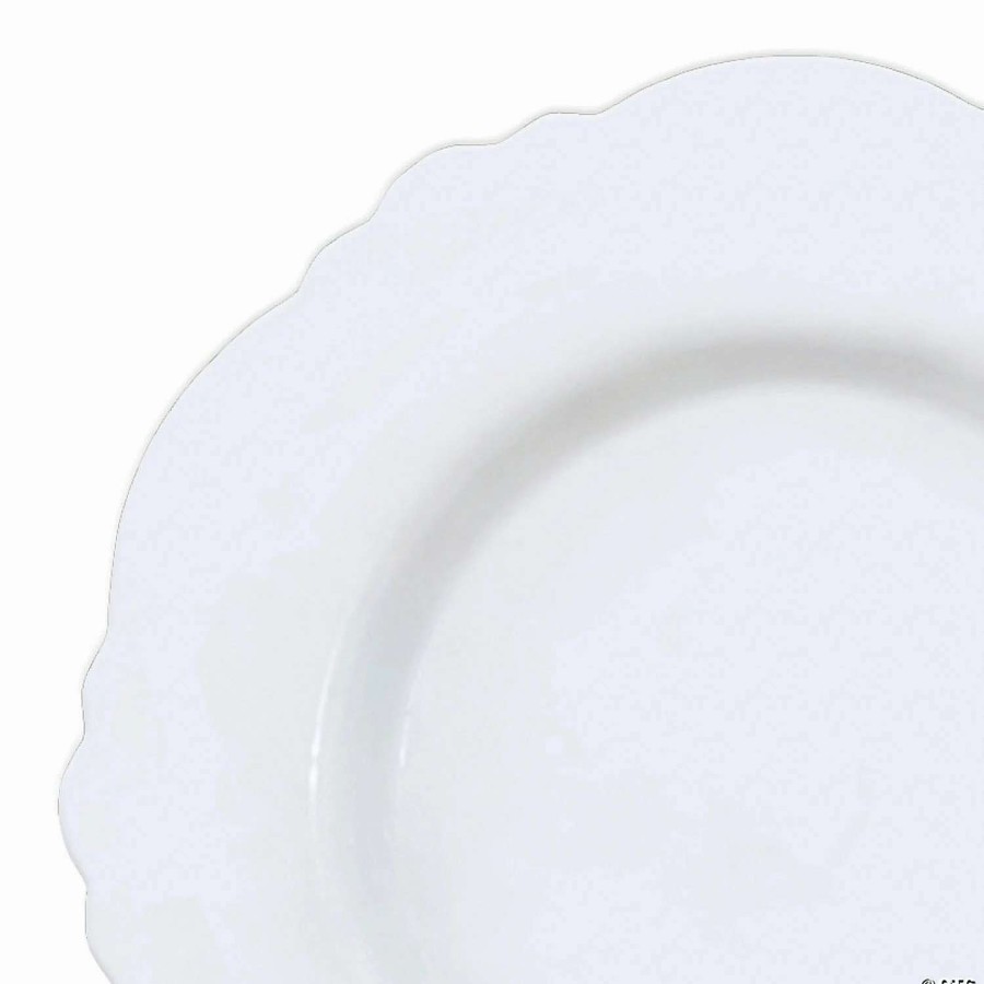 Party Plates * | Promo 10.25 Solid White Round Blossom Disposable Plastic Dinner Plates (50 Plates)