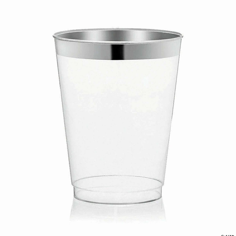 Drinkware * | Best Pirce 12 Oz. Clear With Metallic Silver Rim Round Tumblers (240 Cups)