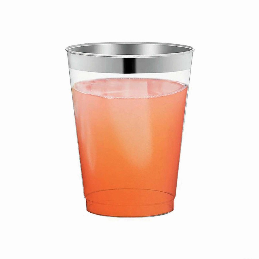 Drinkware * | Best Pirce 12 Oz. Clear With Metallic Silver Rim Round Tumblers (240 Cups)