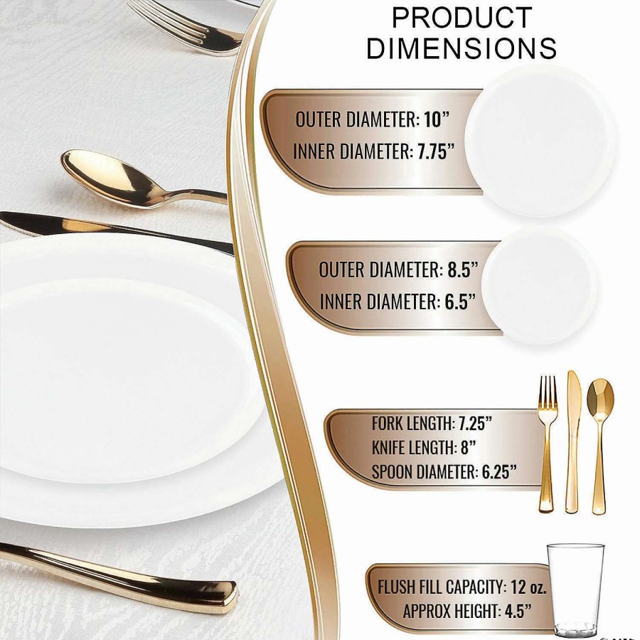 Table Covers * | Promo White Flat Round Disposable Plastic Dinnerware Value Set (20 Settings)