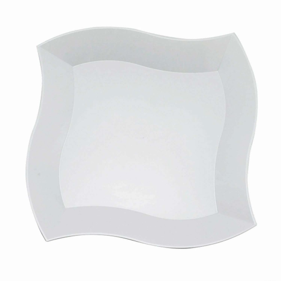 Party Plates * | Top 10 Kaya Collection 10 White Wave Plastic Dinner Plates (120 Plates)