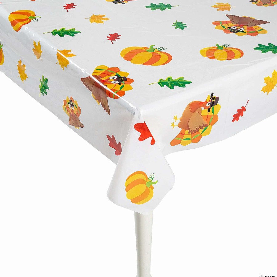 Table Covers * | Flash Sale Gobble Gobble Party Thanksgiving Turkey Plastic Tablecloth Roll