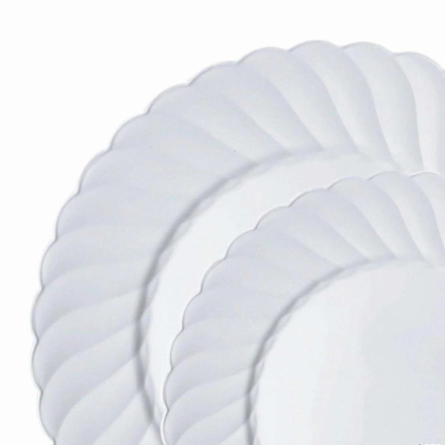 Party Plates * | Flash Sale White Flair Plastic Dinnerware Value Set (36 Dinner Plates + 36 Salad Plates)