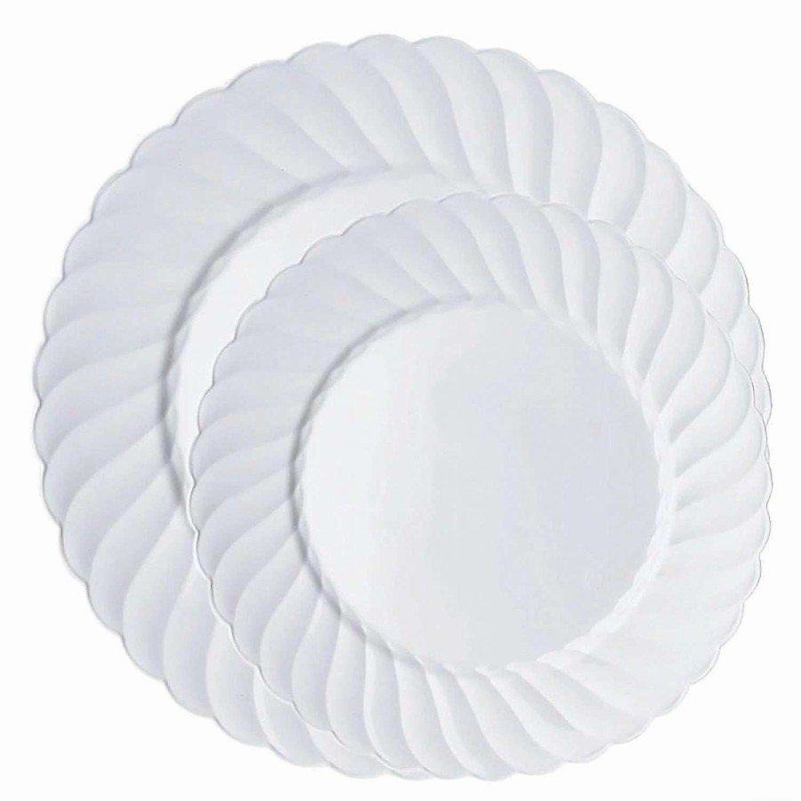 Party Plates * | Flash Sale White Flair Plastic Dinnerware Value Set (36 Dinner Plates + 36 Salad Plates)