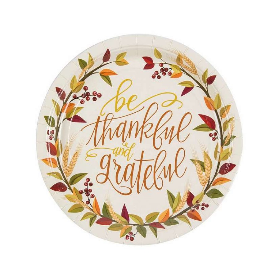 Party Plates * | Deals Thankful Paper Dinner Plates 8 Ct.