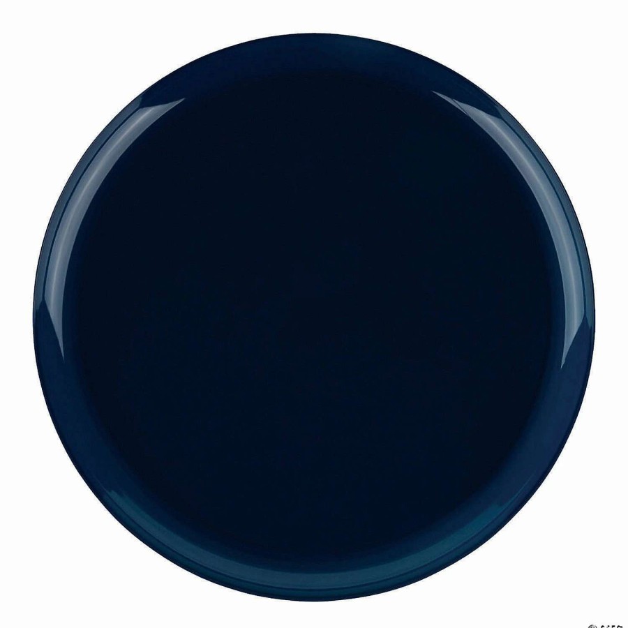 Party Plates * | Brand New 10 Navy Flat Round Disposable Plastic Dinner Plates (120 Plates)