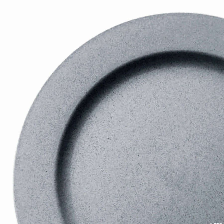 Party Plates * | Top 10 10 Matte Steel Gray Round Disposable Plastic Dinner Plates (120 Plates)