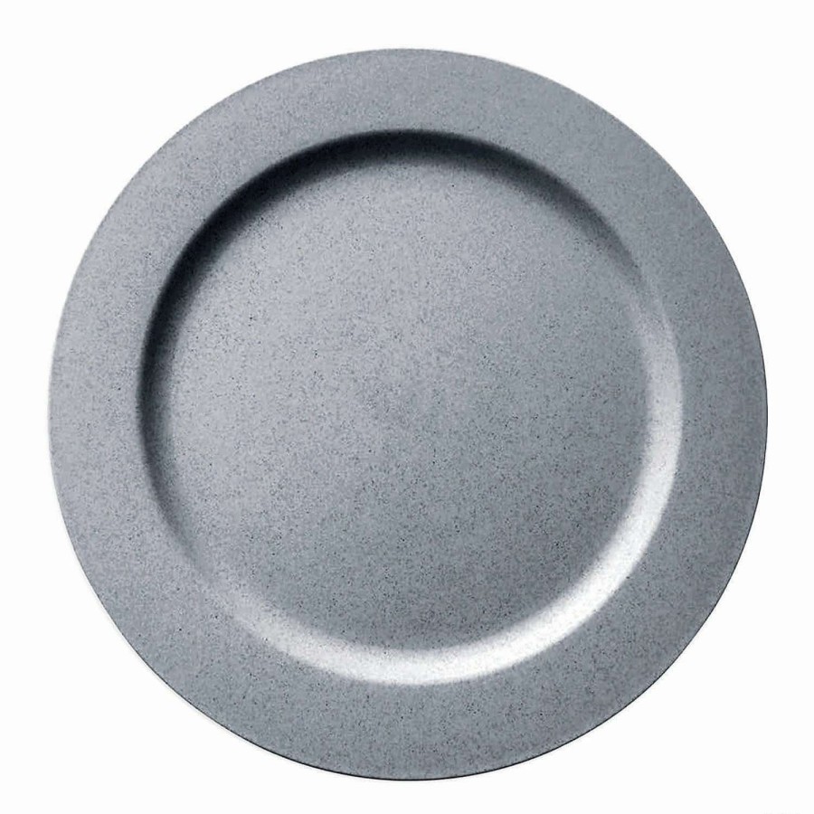 Party Plates * | Top 10 10 Matte Steel Gray Round Disposable Plastic Dinner Plates (120 Plates)