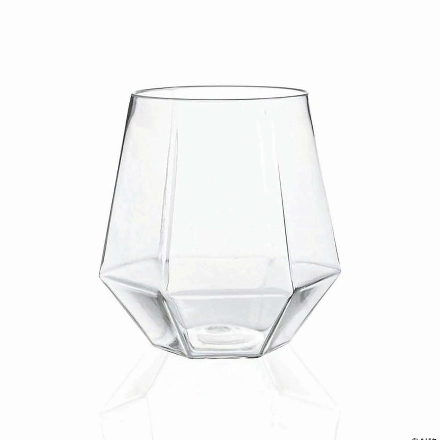 Drinkware * | Cheapest Kaya Collection 12 Oz. Clear Hexagonal Stemless Plastic Wine Glass (64 Glasses)