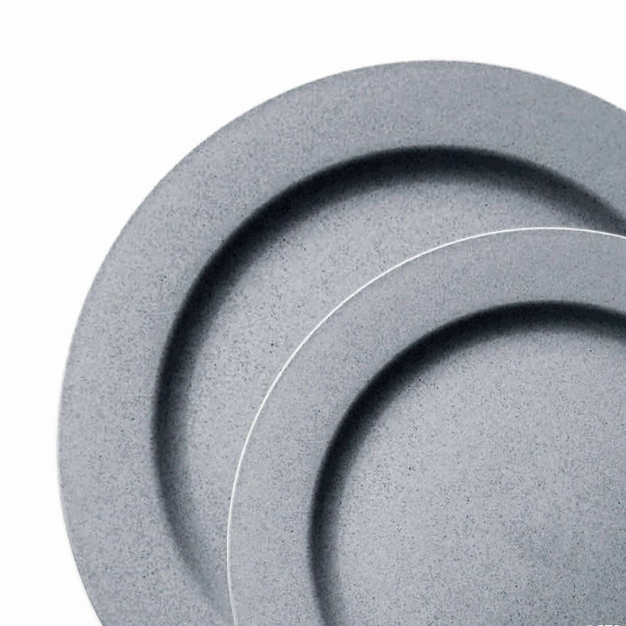 Party Plates * | Hot Sale Matte Steel Gray Round Disposable Plastic Dinnerware Value Set (120 Dinner Plates + 120 Salad Plates)