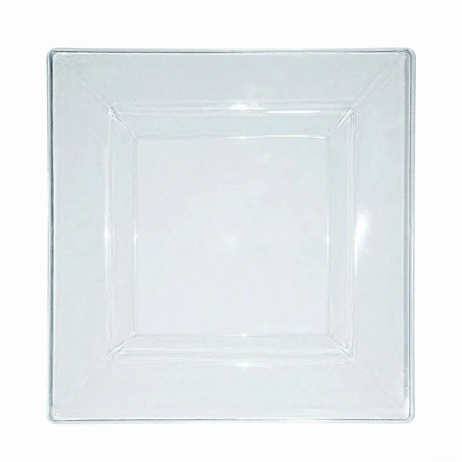 Party Plates * | Discount Kaya Collection 9.5 Clear Square Plastic Dinner Plates (120 Plates)