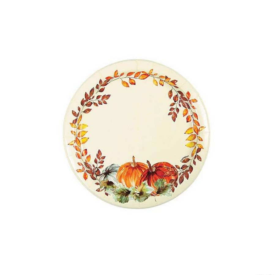 Party Plates * | Hot Sale Thank-Fall Pumpkins Paper Dessert Plate 8 Ct.