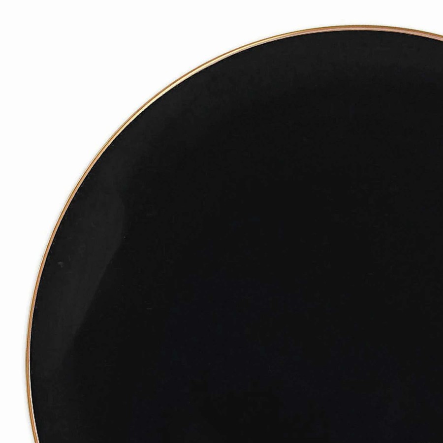 Party Plates * | Deals 7.5 Black With Gold Rim Organic Round Disposable Plastic Appetizer/Salad Plates (70 Plates)