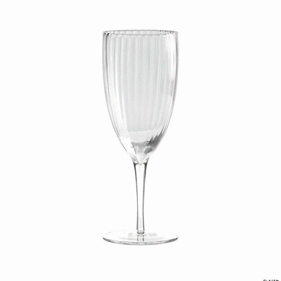 Drinkware * | New 12 Oz. Clear Stripe Round Disposable Plastic Wine Flutes (48 Wine Flutes)