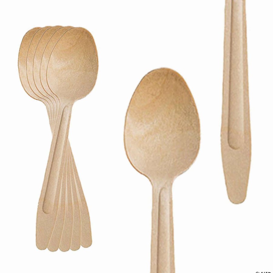 Cutlery * | Outlet Natural Birch Eco Friendly Disposable Dinner Spoons (250 Spoons)